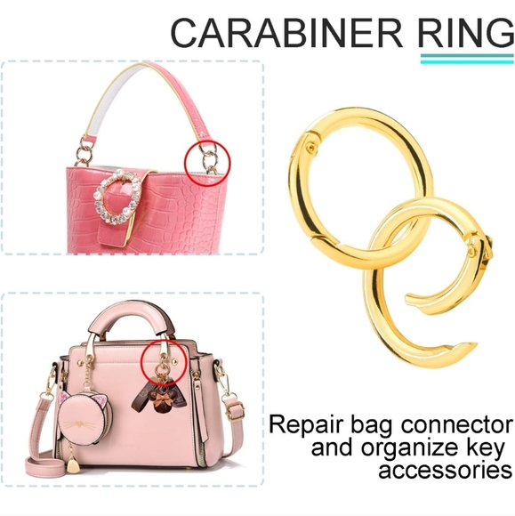 NEW 2 Pack Gold round carabiner snap clip - Picture 5 of 7